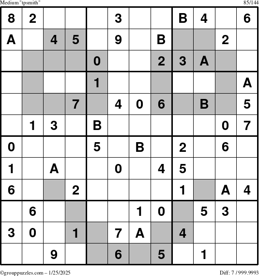 The grouppuzzles.com Medium tpsmith puzzle for Saturday January 25, 2025