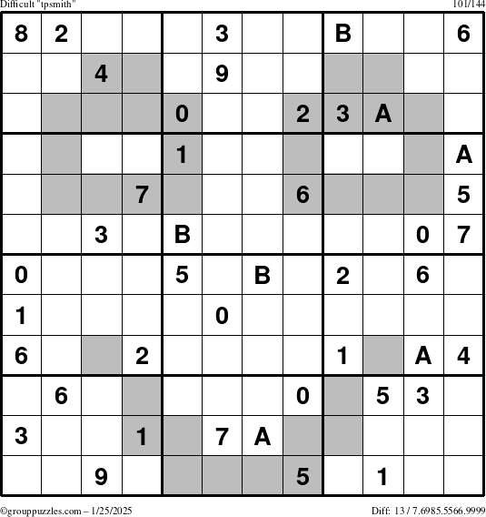 The grouppuzzles.com Difficult tpsmith puzzle for Saturday January 25, 2025