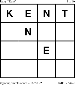 The grouppuzzles.com Easy Kent puzzle for Thursday January 2, 2025