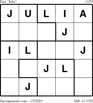 The grouppuzzles.com Easy Julia puzzle for Thursday January 2, 2025