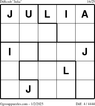 The grouppuzzles.com Difficult Julia puzzle for Thursday January 2, 2025