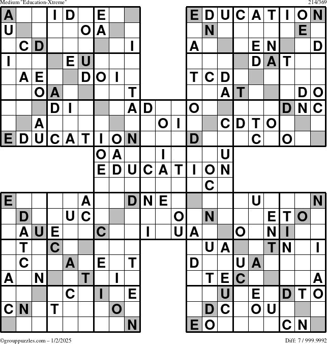 The grouppuzzles.com Medium Education-Xtreme puzzle for Thursday January 2, 2025