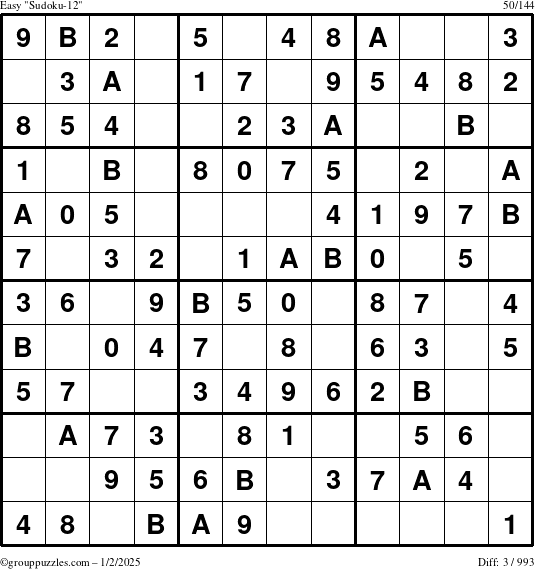 The grouppuzzles.com Easy Sudoku-12 puzzle for Thursday January 2, 2025