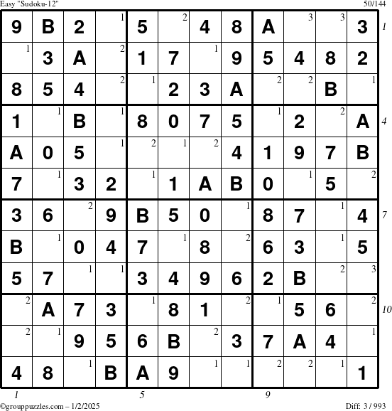 The grouppuzzles.com Easy Sudoku-12 puzzle for Thursday January 2, 2025 with all 3 steps marked