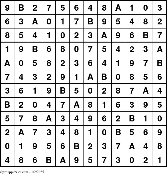 The grouppuzzles.com Answer grid for the Sudoku-12 puzzle for Thursday January 2, 2025