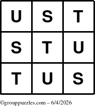 The grouppuzzles.com Answer grid for the TicTac-STU puzzle for Thursday June 4, 2026