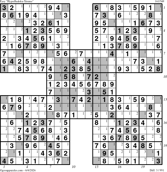 The grouppuzzles.com Easy cover-HyperXtreme puzzle for Thursday June 4, 2026 with all 3 steps marked