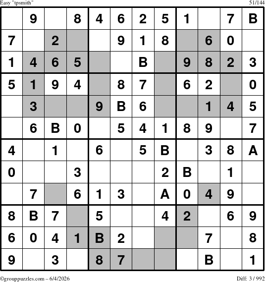 The grouppuzzles.com Easy tpsmith puzzle for Thursday June 4, 2026