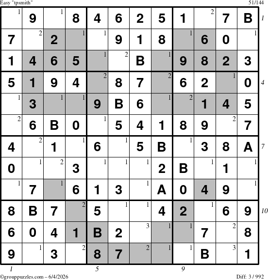 The grouppuzzles.com Easy tpsmith puzzle for Thursday June 4, 2026, suitable for printing, with all 3 steps marked
