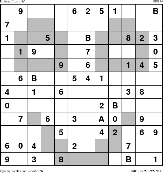 The grouppuzzles.com Difficult tpsmith puzzle for Thursday June 4, 2026