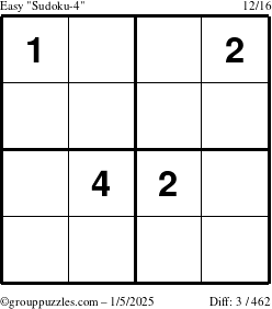 The grouppuzzles.com Easy Sudoku-4 puzzle for Sunday January 5, 2025