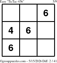The grouppuzzles.com Easy TicTac-456 puzzle for Friday May 15, 2026