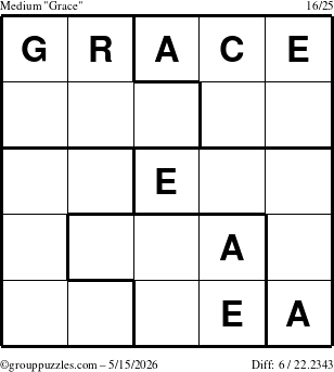 The grouppuzzles.com Medium Grace puzzle for Friday May 15, 2026