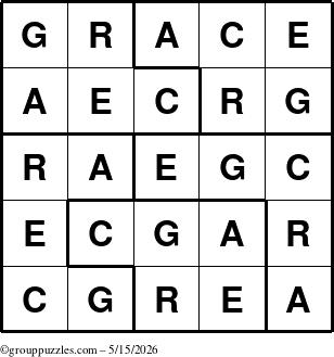 The grouppuzzles.com Answer grid for the Grace puzzle for Friday May 15, 2026