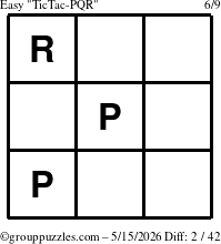The grouppuzzles.com Easy TicTac-PQR puzzle for Friday May 15, 2026