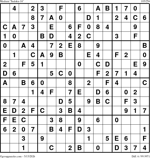 The grouppuzzles.com Medium Sudoku-16 puzzle for Friday May 15, 2026