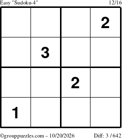 The grouppuzzles.com Easy Sudoku-4 puzzle for Tuesday October 20, 2026