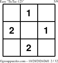 The grouppuzzles.com Easy TicTac-123 puzzle for Tuesday October 20, 2026