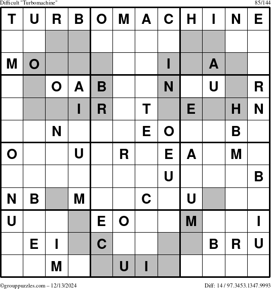 The grouppuzzles.com Difficult Turbomachine puzzle for Friday December 13, 2024