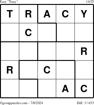 The grouppuzzles.com Easy Tracy puzzle for Monday July 8, 2024