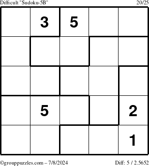 The grouppuzzles.com Difficult Sudoku-5B puzzle for Monday July 8, 2024