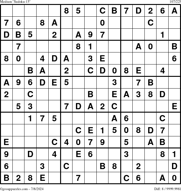 The grouppuzzles.com Medium Sudoku-15 puzzle for Monday July 8, 2024