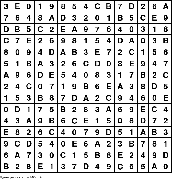 The grouppuzzles.com Answer grid for the Sudoku-15 puzzle for Monday July 8, 2024