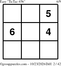 The grouppuzzles.com Easy TicTac-456 puzzle for Friday October 23, 2026