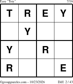 The grouppuzzles.com Easy Trey puzzle for Friday October 23, 2026