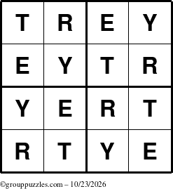 The grouppuzzles.com Answer grid for the Trey puzzle for Friday October 23, 2026