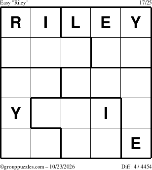 The grouppuzzles.com Easy Riley puzzle for Friday October 23, 2026