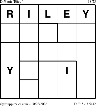 The grouppuzzles.com Difficult Riley puzzle for Friday October 23, 2026