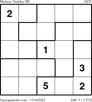 The grouppuzzles.com Medium Sudoku-5B puzzle for Monday December 16, 2024