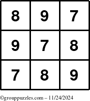 The grouppuzzles.com Answer grid for the TicTac-789 puzzle for Sunday November 24, 2024