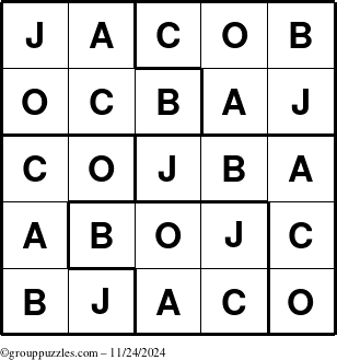 The grouppuzzles.com Answer grid for the Jacob puzzle for Sunday November 24, 2024