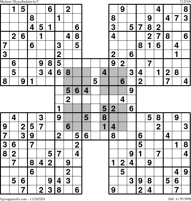 The grouppuzzles.com Medium HyperSudoku-by5 puzzle for Sunday November 24, 2024