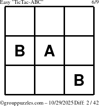 The grouppuzzles.com Easy TicTac-ABC puzzle for Wednesday October 29, 2025