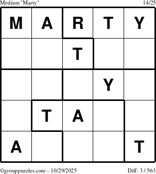 The grouppuzzles.com Medium Marty puzzle for Wednesday October 29, 2025