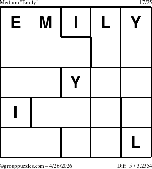 The grouppuzzles.com Medium Emily puzzle for Sunday April 26, 2026
