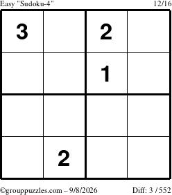 The grouppuzzles.com Easy Sudoku-4 puzzle for Tuesday September 8, 2026
