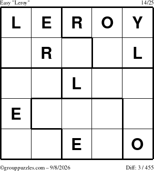 The grouppuzzles.com Easy Leroy puzzle for Tuesday September 8, 2026