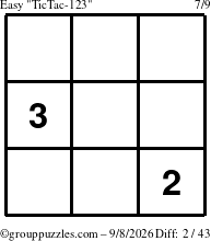 The grouppuzzles.com Easy TicTac-123 puzzle for Tuesday September 8, 2026