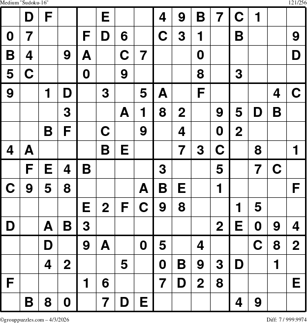 The grouppuzzles.com Medium Sudoku-16 puzzle for Friday April 3, 2026