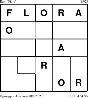 The grouppuzzles.com Easy Flora puzzle for Monday October 6, 2025