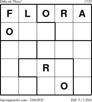 The grouppuzzles.com Difficult Flora puzzle for Monday October 6, 2025