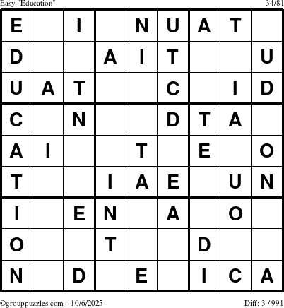 The grouppuzzles.com Easy Education-c1 puzzle for Monday October 6, 2025