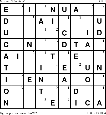 The grouppuzzles.com Medium Education-c1 puzzle for Monday October 6, 2025 with the first 3 steps marked