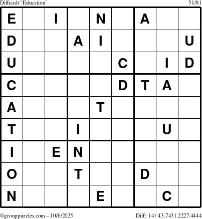 The grouppuzzles.com Difficult Education-c1 puzzle for Monday October 6, 2025