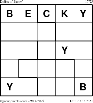 The grouppuzzles.com Difficult Becky puzzle for Sunday September 14, 2025