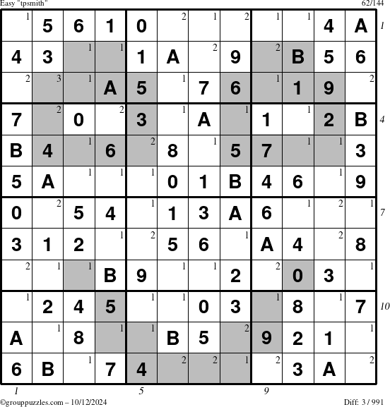 The grouppuzzles.com Easy tpsmith puzzle for Saturday October 12, 2024 with all 3 steps marked